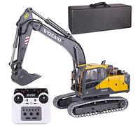 TBRICKFUNR Remote Control Excavator for E010-003, 1:14 2.4G RC Excavator All Terrains Metal Engineering Construction Vehicle with LED light, Gift for Him - Electric Cylinder Version RTR