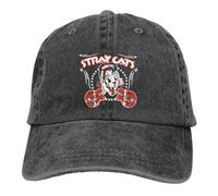 TBSANIN Baseball Cap Retro Stray Cats Band Unisex Distressed Denim Snapback Cap Outdoor All Seasons Travel Adjustable Hat Gift