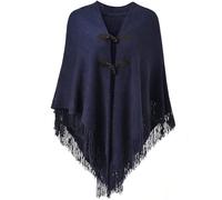 TBSCWYF Cashmere Blend Poncho for Women Delicate and Soft Cashmere Yarn Ladies Hooded Poncho with Fringed Hem Crochet Cape for Autumn Winter Women's Open Front Poncho Loose Fitting Fringed Cape Shawl
