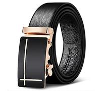 TBSCWYF Men’s Leather Belt, Mens Belt Automatic Buckle Leather Ratchet Belt Adjustable Casual Dress Belt 3.5cm * 120cm (Gift Box Include) Jeans Suits Work Gift