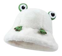 TBSCWYF Winter Faux Fur Furry Bucket Hat Fluffy Fuzzy Warm Hat Plush Fisherman Hat for Women Teens Girls Frog Bucket Hat Cute Cotton Bucket Sun Hat Wide Brim Fisherman Hat for Adult Women Girls