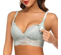 TBSCWYF Women Lace Nursing Bras Cotton Nursing Bra Seamless Wireless Night Sleep Nursing Maternity Bra for Breastfeeding with Removable Spill Prevention Pads Maternity Bra Green