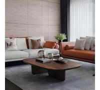 TBTBGXQ Abstract Coffee Table Modern Solid Pine Wood Coffee Cocktail Table Wabi-sabi Style Rectangular Tea Table Walnut 39.5" L x 19.5" W x 16" H
