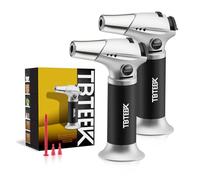 TBT low Torch, Fit All Tanks Kitchen Blow Torch with Safety Lock & Adjustable Flame for Cooking, BBQ, Baking, Brulee, Creme, DIY Soldering, 2Pack (Butane Not Included)
