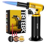 TBTeek Kitchen Blow Torch with Visual Fuel Gauge for Creme, Crafts, Welding | Safety Stopper, 2500°F Adjustable Continuous Flame Mode,One-hand Operation,Easy to Light,Extended Nozzle(Butane Not Included)