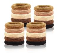 TBUKEOM 20 PCS No Damage Hair Ties for Women - Thick Seamless Elastic Hair Bands, Soft Ponytail Holders for Girls, Gentle Hair Elastics for Gym, Work, Daily Use (Neutral Colors)