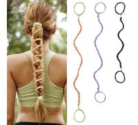 TBUKEOM 3 Packs Colorful Elastic Spiral Hair Ties for Women & Girls, No Damage Ponytail Holders for Fine Thin Long Curly Hair, Stretchy Braided Hair Bands for Sports (22 Inch, 26 Inch, 33 Inch)