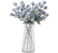 TBUY ROSE 3 Pack Artificial Thistle Flowers Eryngiums Faux Plants Floral Tree Picks Christmas Greenery Picks and Sprays for Garden Wedding Prom Party Bouquet Floral Arrangement (Blue)