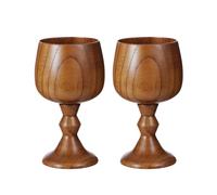 TBWHL Hand-made Jujube Wooden Wine Goblet Drinking Cup, 5oz Wood Cup, Vintage Wine Chalice Goblet & Communion Cups, Elegant Wooden Cups, Perfect for Wedding, Christmas, Eucharist, Kiddush 150ml (2Pcs)