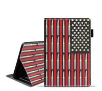 TBXOSTN Case for Amazon Kindle Fire 7 Tablet (7" Display, 9th/7th Generation, 2019/2017 Release), Premium PU Leather Stand Cover with Smart Auto Wake/Sleep, American Flag & Bullets