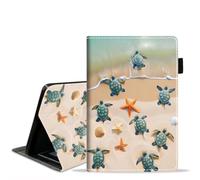 TBXOSTN Case for Amazon Kindle Fire HD 10 Tablet (10.1 Inch, 9th/7th Generation, 2019/2017 Release), Premium PU Leather Stand Cover with Smart Auto Wake/Sleep, Sea Turtles on The Beach