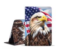 TBXOSTN Case for iPad Air 13 Inch M4/M3/M2 (2026/2025/2024)/ iPad Pro 12.9 Inch (2022/2021/2020/2018), Premium PU Leather Stand Cover with Auto Wake/Sleep - Patriotic American Flag Bald Eagle