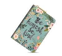 TBXOSTN Small Credit Card Holder Wallets for Womens, RFID Blocking Slim Leather Card Case Wallet with Zip Accordion Wallets, Floral Quote Be Honest, Be Kind, Fashions