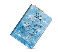 TBXOSTN Small Credit Card Holder Wallets for Womens, RFID Blocking Slim Leather Card Case Wallet with Zip Accordion Wallets, Bible Verses Proverbs 31:25, Fashions