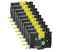 TBXwsofl 10 Pack Compatible With Tze-FX631 0.47 Inch Label Tape Black On Yellow Flexible ID Laminated Printer Supplies