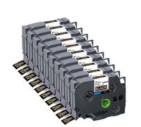 TBXwsofl 10pcs 12mm 231 221 211 131 631 335 Label Tape Printer Supplies(10PK Gold on Black)