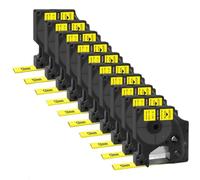 TBXwsofl 10pcs 12mm Black On Yellow Heat Shrink Tube Label Tape Compatible With Printer Supplies For Part Number 18056(Black on Yellow)
