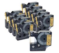 TBXwsofl 10Pcs 12mm D1 45013 40913 43613 45010 45108 45023 45024 Label Tape Compatible With LabelManager 160 280 210D Printer Supplies(10PK Black on Gold)