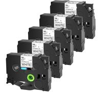 TBXwsofl 18mm 5PK Flexible ID Laminat TZe-FX241 Compatible Label Tape Black On White Cartridge Cassette Works With Label Printers
