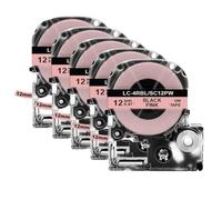 TBXwsofl 2 5PK SS12KW 12mm Label Tape Replacement SS12KW 4WBN SC12YW Compatible With Printer Supplies LW 300 400 600P Label Maker(5PK Black on Pink)