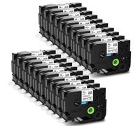 TBXwsofl 20PK 18mm Flexible Laminated Ribbon Compatible With Label Printer Models TZe-FX241 Black On White Label Tape