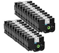 TBXwsofl 20PK 24mm Flexible Laminated Label Tape Black On White Compatible With Label Printer Models PT-D600 For Part Number TZe-FX251