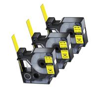 TBXwsofl 3-10Pcs Flexible Nylon Label Tapes Compatible With 18488 18490 12mm Length: 3.5M Black On White For Rhion 4200 5200 Label Printers(3PK Black on Yellow)