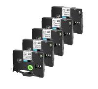 TBXwsofl 5/10PK12mm Heat Shrink Tube Tape Compatible With Printer Models 6/9/12/18/24mm Tapes For Part Number Hse-231(5PK Black on White)