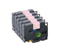 TBXwsofl 5 Pack 12mm Satin Ribbon Tapes Compatible With Printer Supplies RW34 RE34 RN34 R234 R231PTH110(Gold on Pink)