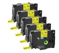 TBXwsofl 5Pcs 0.92 Inch Black On Yellow Label For PT520 Label Printers Compatible With HSe-651 4.92ft Heat Shrink Tubes Printer Supplies