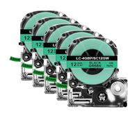TBXwsofl 5Pcs SS12KW 12mm Label Tape 4WBN ST12KW Compatible With LW-300 LW-400 Printer Supplies(5PK Black on Green)