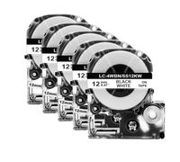TBXwsofl 5Pcs SS12KW 12mm Label Tape 4WBN ST12KW Compatible With LW-300 LW-400 Printer Supplies(5PK Black on White)