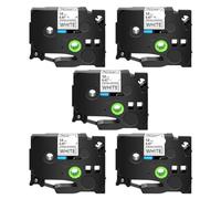 TBXwsofl 5PK 12mm Adhesive Label Tapes Black On White Clear Yellow Works With TZE-S231 S131 Compatible For Label Printers(5PK Black on white)