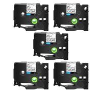 TBXwsofl 5PK 12mm Adhesive Label Tapes Black On White Clear Yellow Works With TZE-S231 S131 Compatible For Label Printers(5PK Black on clear)