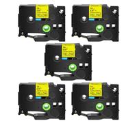 TBXwsofl 5PK 12mm Adhesive Label Tapes Black On White Clear Yellow Works With TZE-S231 S131 Compatible For Label Printers(5PK Black on yellow)