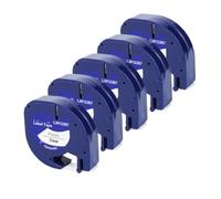 TBXwsofl 5PK 12mm LT Tape 91201 12267 Compatible With Printer Supplies 91202 91200 Works With LT-100H LT100T Label Maker(5PK Black on Clear)