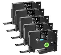 TBXwsofl 5PK Compatible Laminated Label Tape Cassette Works With TZe-335 12mm White On Black For PT-1000 PT-1100 Label Printers