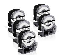 TBXwsofl 5PK Labels 24mm X 8m AS24KW Black On White Compatible With LW-400 LW-300 LW-700 LW600P K200BL Label Printers
