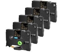 TBXwsofl 5PK Laminated Label Tape Compatible With TZe-334 12mm Black Cartridge Cassette For PT-1000 PT-H101C Label Printer