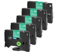 TBXwsofl 5PK Laminated Label Tape Compatible With TZe-735 12mm White On Green Cartridge Cassette For PT-1000 PT-H101C Label Printer
