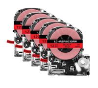 TBXwsofl 5PK SS12KW LK-4WBN 12mm Label Tape Compatible With Printer SS12KW ST12KW SC12RW SC12YW LW300 400 Labeller(5PK Black on Red)