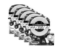 TBXwsofl 5PK SS12KW LK-4WBN Black On White 12mm Compatible With Printer Supplies ST12KW SC12YW LW-300 LW-400(5PK Black on Clear)