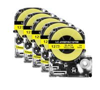 TBXwsofl 5PK SS12KW LK-4WBN Black On White 12mm Compatible With Printer Supplies ST12KW SC12YW LW-300 LW-400(5PK Black on Yellow)