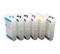 TBXwsofl 6 Pack 130ml Empty Refillable Ink Cartridge Without Chip Compatible With T610 T620 T770 T790 T1120 T1200 T1300 T2300 Printers And CIS Systems