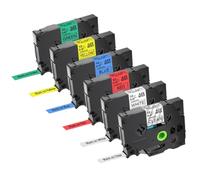 TBXwsofl 6Pcs 0.47 Inch Black Print On Clear White Red Blue Yellow Green Label Tape Compatible With Printer Supplies TZe 131 231 431 531 631 731