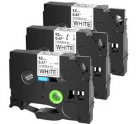 TBXwsofl Flexible ID Laminated Tapes 12mm Black On White Compatible With Tz Tze-FX231 FX631 FX131 For PT-1000 PT-E500 Label Maker(3PK Black on White)