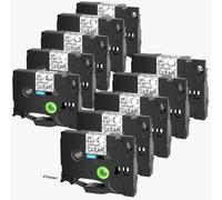 TBXwsofl Flexible ID Laminated Tapes 12mm Black On White Compatible With Tz Tze-FX231 FX631 FX131 For PT-1000 PT-E500 Label Maker(10PK Black on Clear)