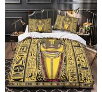 TBZXEEWOE Ancient Egyptian Pharaoh Duvet Cover 3D Print Durable 3 Pcs Bed Linen Hidden Zipper Comforter Cover Premium Washable for Kids Adults Women Teens Youth Girls Boys Single（140x200cm）