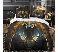 TBZXEEWOE Ancient God Comforter Cover 3D Print Wrinkle-Resistant 3PCs Bed Linen Hidden Zipper Egyptian Deity Quilt Cover Extra Soft Washable for Teens Youth Adults Women Kids Boys Single（135x200cm）