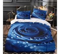 TBZXEEWOE Blue Rose Bloom Comforter Cover 3D Print Premium 3-Piece Bed Set Hidden Zipper Quilt Cover Extra Soft Machine Washable for Adults Women Kids Girls Boys Youth Single（140x200cm）